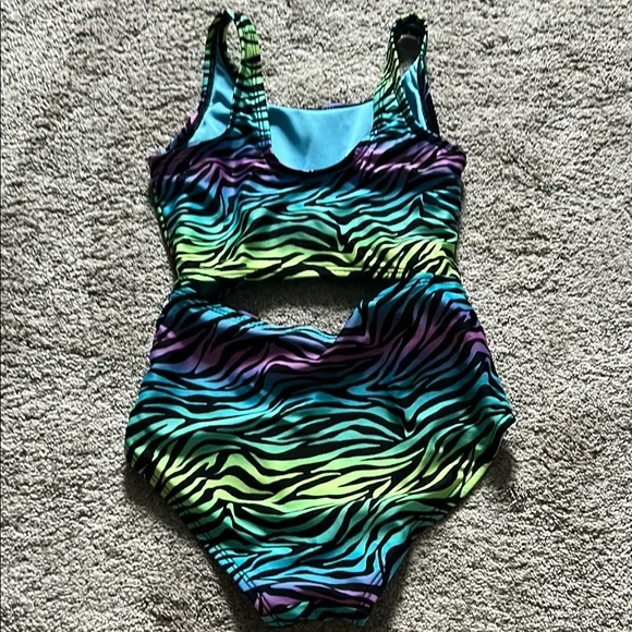 Kids Zebra Print Swimsuit - Multicolor - Small - Picture 4 of 7